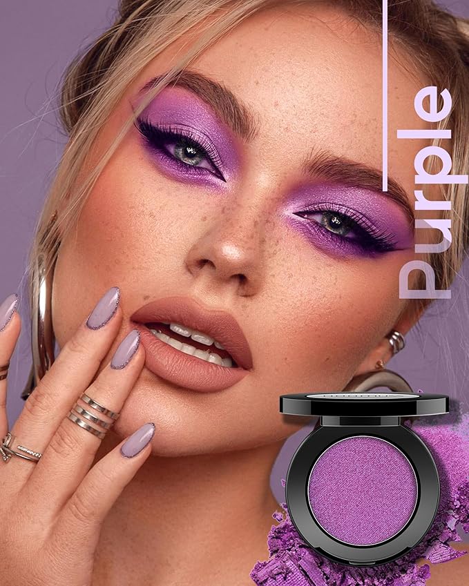 Purple Eyeshadow Matte Handmade Pressed Eyeshadow Powder Palette Long Lasting With No Creasing High Pigmented Intense Color Lilac Eye Shadow (Purple)
