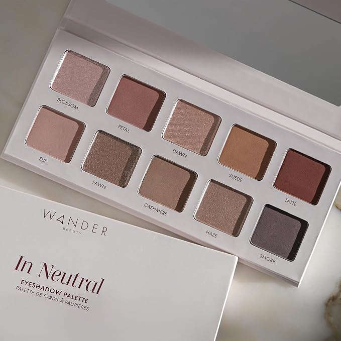 Wander Beauty In Neutral Eyeshadow Palette, 10 Fan-Favorite Shades of Timeless Neutrals, Matte & Shimmer Finish, Versatile Everyday Makeup Looks, Travel Friendly Size, Vegan, Cruelty-free