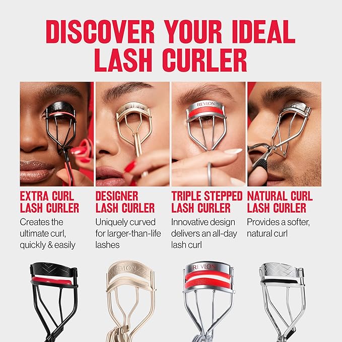 Revlon Extra Curl Lash Curler, Gives an All Day Dramatic Curl, with Finger Grips for a Non Slip Grip, Easy to Use, 1 Count