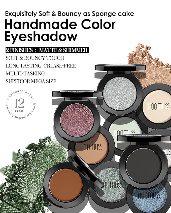 Nude Eyeshadow Matte Handmade Eye Shadow Pressed Powder Palette, High Pigmented & Long Lasting, Intense Color Bold Eyes