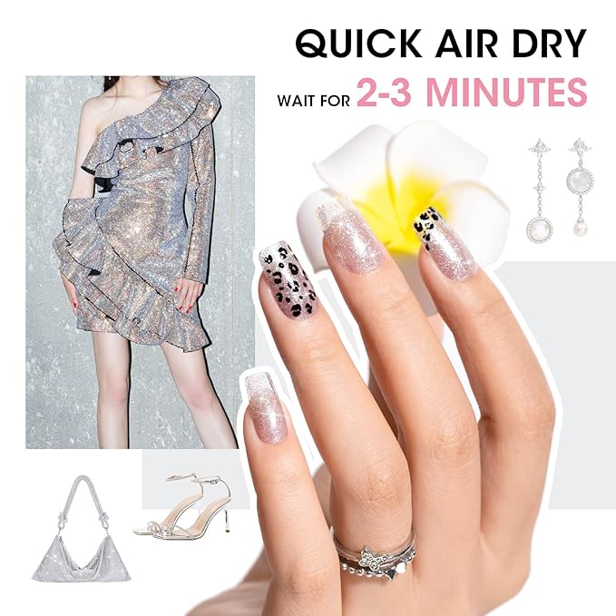 GELLEN Sheer Shimmer Pink Nail Polish & Clear Base Top Coat Nail Polish, Light Pink Shimmer Nail Polishes Summer Spring Translucent 6pcs Set, Quick Dry Regular Nail Polishes Non UV Gel, Hema Free