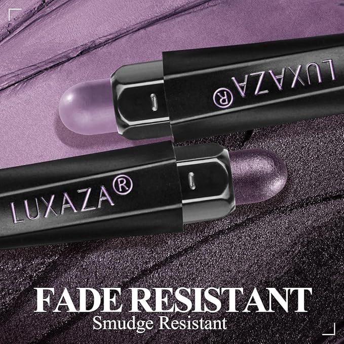 Purple Eyeshadow Stick 6PCS Set, Metallic Shimmer Matte Cream Eye Shadow Palette Brightener Pencil Crayon, Halloween Makeup - BLUEBERRY