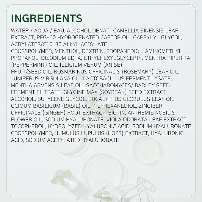 Scalp Strengthening Spray for Hair Growth & Anti-Loss | Vegan Tonic Serum, Instant Cooling & Soothing with Rosemary and Peppermint Oil, Sulfate Free, Korean, 3.38 Fl oz.