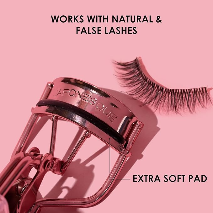 JAPONESQUE Comfort Grip Eyelash Curler for Natural & False Lashes, Universal Fit, Long-Lasting Curl