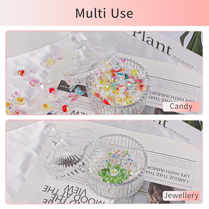 Large Body Powder Puff and Container, Powder Puff Crystal Container, Body Puff Glass Jar, Puff not Including