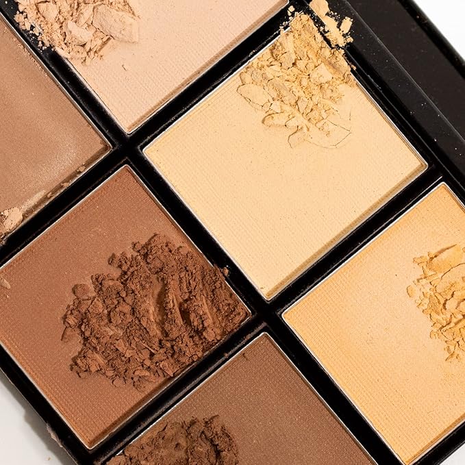 Palladio Definer Contour and Highlight Palette, Perfect for Sculpting Facial Features, Blendable Satin Finish Colors, 6 shades for Contouring and Highlighting, Compact Powder with Mirror