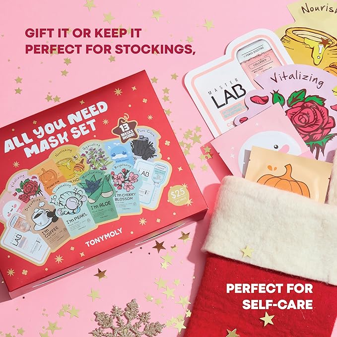 TONYMOLY All You Need Mask Set – 13-Piece Face Mask Set with 10 Hydrating Sheet Masks & 3 Eye Masks for All Skin Types, Skincare Variety Pack, Paraben-Free, Travel Size