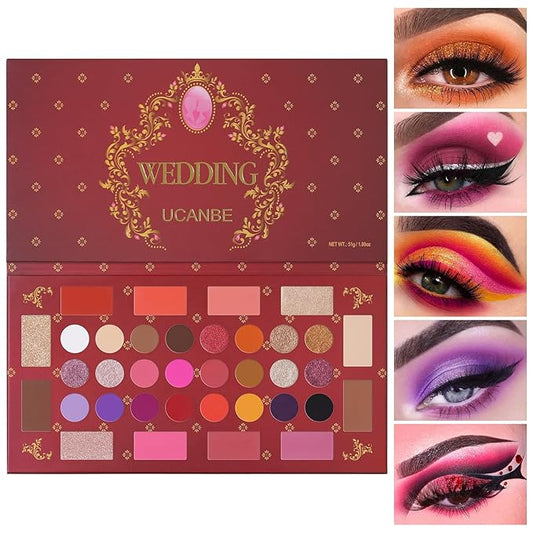 UCANBE Eyeshadow Makeup Palette, 36 Color Matte Shimmer Glitter Eye Shadow Highlighter Contour Blush Powder, High Pigmented Long Lasting Waterproof Pallet for Weddings, Celebrations & Daily Use