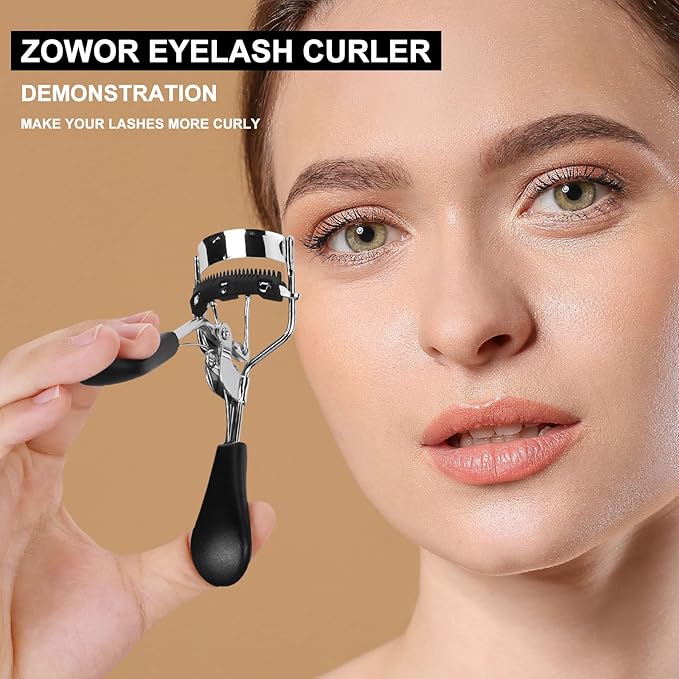 Eyelash Curler with Comb Fit All Eye Shape Curved Eyelash Curlers,Natural and Long Lasting Lash Curler for Women Make Up Gift(Black