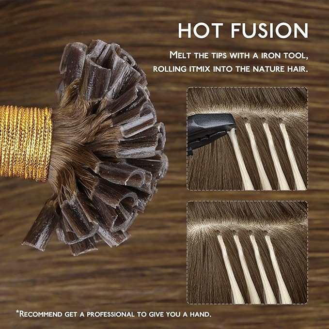 WENNALIFE U Tip Hair Extensions Real Human Hair, 50g 50s 22 Inch Light Auburn Brown Remy Hair K Tip Invisible Straight Keratin Bond Hot Fusion Hair
