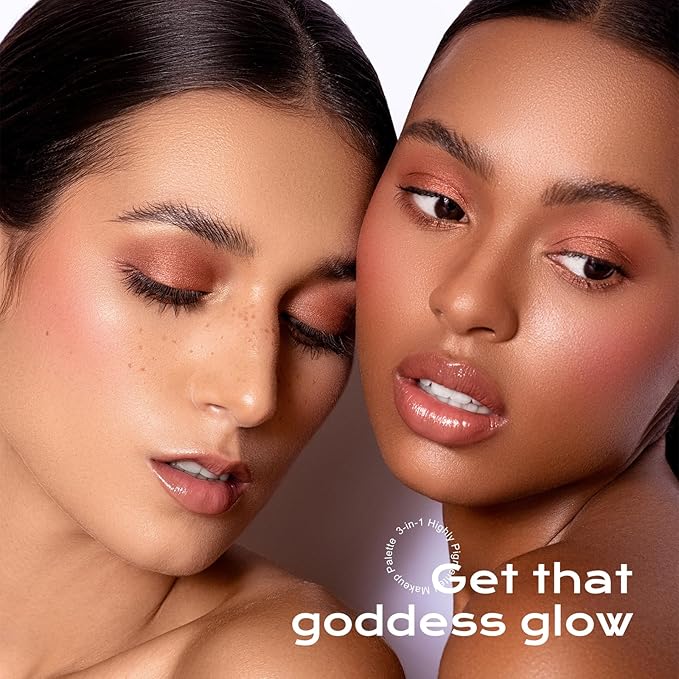 Color Nymph 3 Colors Contour Blush Highlighter Makeup Palette, Travel Size Make up Kit, Blush & Highlighter & Contour Powder Palette, Includes Brush and Mirror, Stacked Makeup Design (Pink)