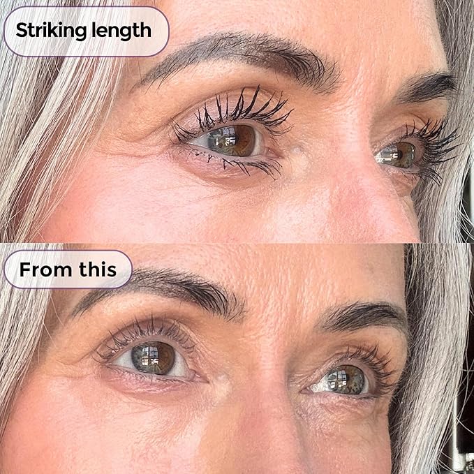 Rumi Cosmetiques VolumeCare+ Mascara For Older Women - Extreme Length and Volume 2-in-1 Formula - No Clumps, Long-Wearing, Hypoallergenic Mascara For Sensitive Eyes (Dark Brown)