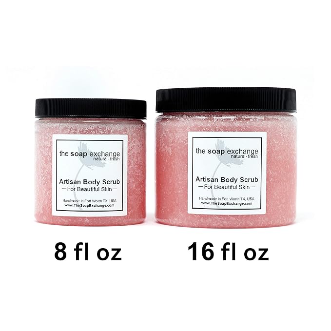 The Soap Exchange Sugar Body Scrub - Apple Cider Scent - Hand Crafted 8 fl oz / 240 ml Natural Artisan Skin Care, Shea Butter, Exfoliate, Moisturize, & Protect. Made in the USA.