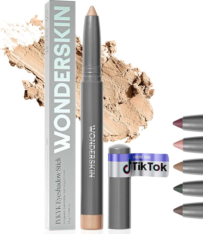 Wonderskin IYKYK Eyeshadow Stick - Longwear Eye Shadow Sticks, Budge-Proof & Waterproof Shimmer Eyeshadow Stick with Built-in Sharpener (Champagne)