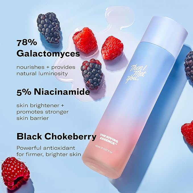 Then I Met You The Giving Essence, Vegan-Cruelty-Free Korean Skincare with 5% Niacinamide, Fermented Galactomyces, Red Algae & Berries for Brightening & Hydration, Suitable for All Skin Types, 5.07 oz
