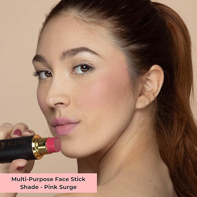 Cream Blush Stick by Phoenix Beauty – 3-in-1 Cheek, Lip & Eye Color | High Pigment, Hydrating Formula with Shea Butter & Hyaluronic Acid | Multi-Use Makeup Stick for Dewy Skin (Pink Surge, Regular)