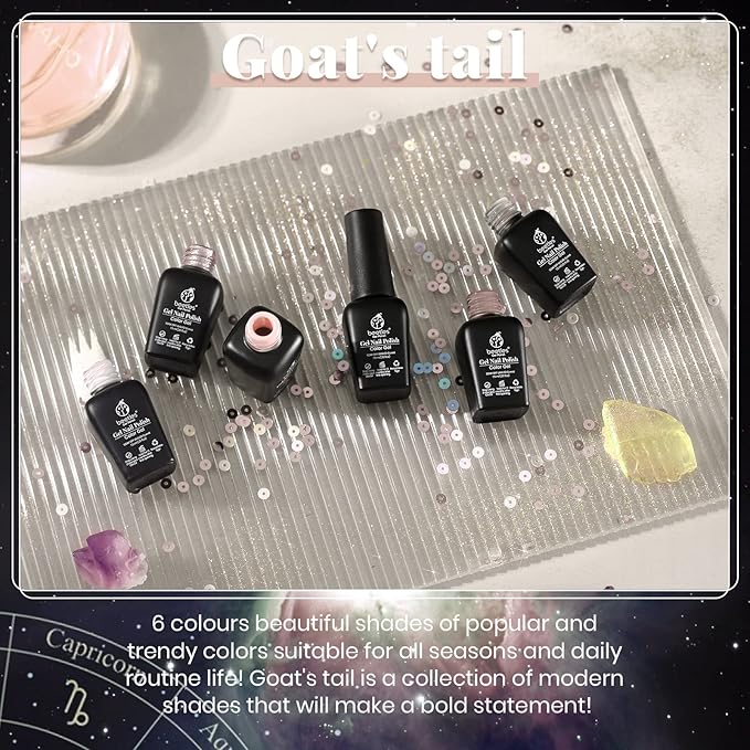 Beetles Nude Gray Gel Nail Polish Set, 6 Colors Nude Neutral Gel Polish Pink White Beige Grey Gel Polish Brown Taupe Gel Nail Polish Elegant Nail Art Manicure Kit Gifts for Women