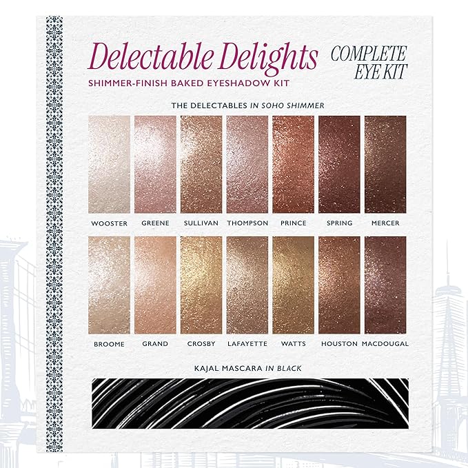 LAURA GELLER NEW YORK Delectable Delights Shimmer-Finish Baked Eyeshadow Kit with Kajal Mascara | Long-Lasting Crease-Proof Baked Eyeshadows for Mature Skin - Amazon Exclusive