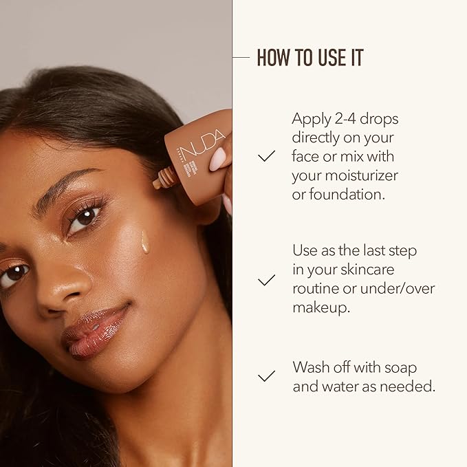 Nuda GlowDrops | Bronzing Squalene, Ginger, Lavender, & Moringa-Infused Face Bronzing Drops | Lightweight, Washable Bronzer Drops | Cruelty-Free, Paraben-Free, & Sulfate-Free Bronzing Serum, (30 mL)