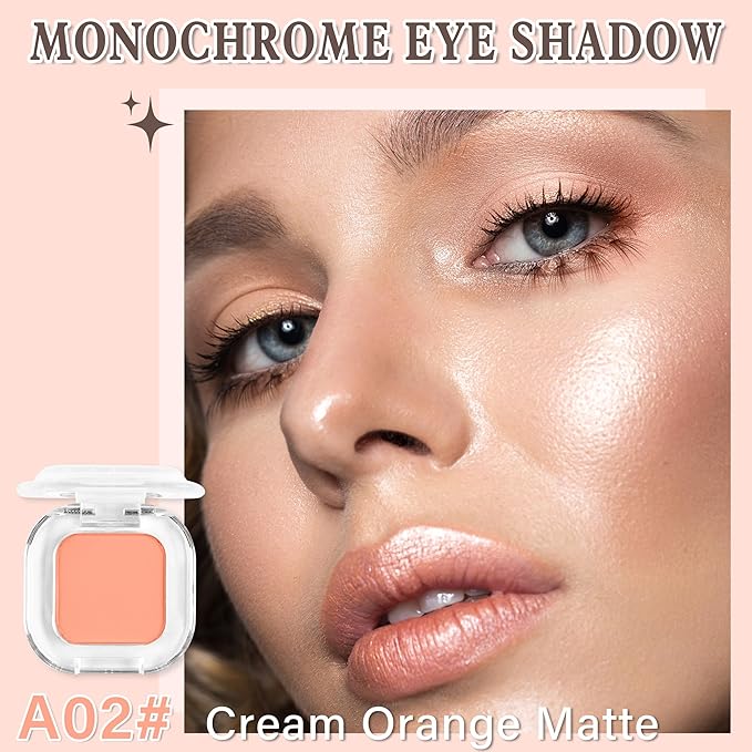 Orange Matte Single Eyeshadow Makeup Powder Palette,High Pigment Blendable Formula Eye Make-up for Women,Neutral Eye Shadow,sombras para ojos,Longwear Waterproof,Vegan & Cruelty-Free,Eyeshadow Gift