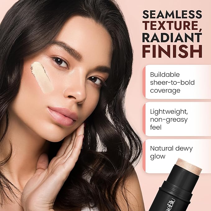 BaeBlu - Organic Blush Tube, Chardonnay - 100% Natural Vegan Cream Blush Sticks, Multi-Use Bronzer, & Highlighter for Lips, Cheeks & Eyes, Buildable Shimmer, Gluten-Free, Paraben-Free, Made in USA