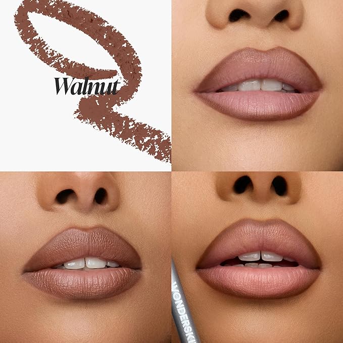 Wonderskin Lipliner Pencil - 360 Contour Lipliner, Long Lasting, Sharpenable Lip Pencil, Waterproof and Transfer-Proof Nude Lip Liner (Walnut)