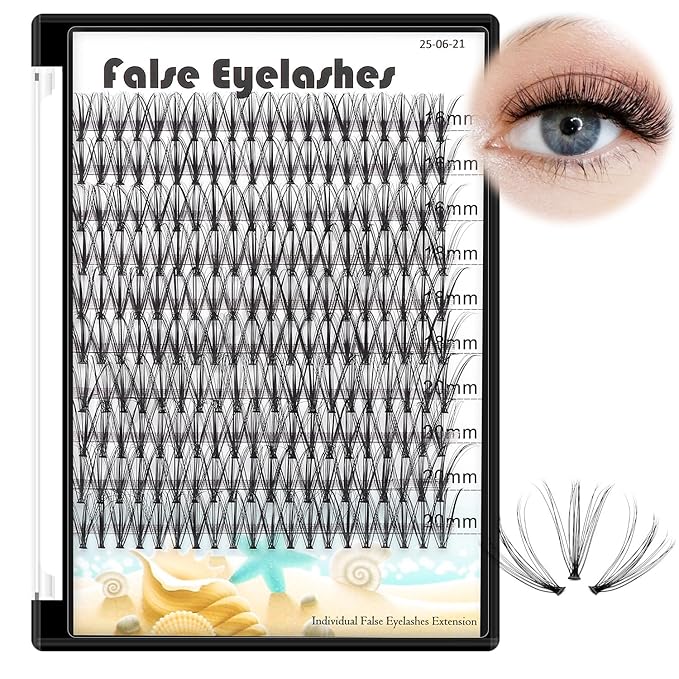 20D Cluster Eyelashes Mixed10-12-14mm/11-13-15mm/12-14-16mm/16-18-20mm Individual False Eyelashes Thickness 0.07mm D Curl Makeup Volume Eye Lashes 200 PCS (16-18-20mm)