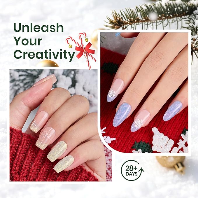 Beetles Christmas Gel Nail Polish Set – Pearl Shimmer Mermaid Gel Polish, 6 Color Pink Purple Blue Yellow Festive Gel Nail Kit, Soak Off UV LED Nail Drawing Manicure Holiday Gift for Women