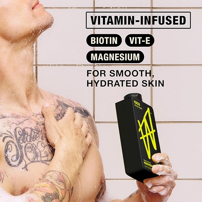 W By Jake Paul Exfoliating Body Wash for Men, Vitamin-Infused, Hydrating Shower Gel, Deep Woods, 18 fl oz