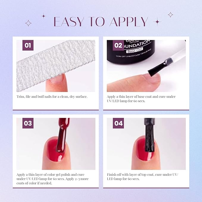 Beetles Gel Nail Polish Set - 6 Colors Purple Baby Blue Light Color Gel Nail Kit Lavender Violets Collection Soak Off UV LED Gel Manicure DIY Periwinkle Nail Polish Salon Gift for Women Girls