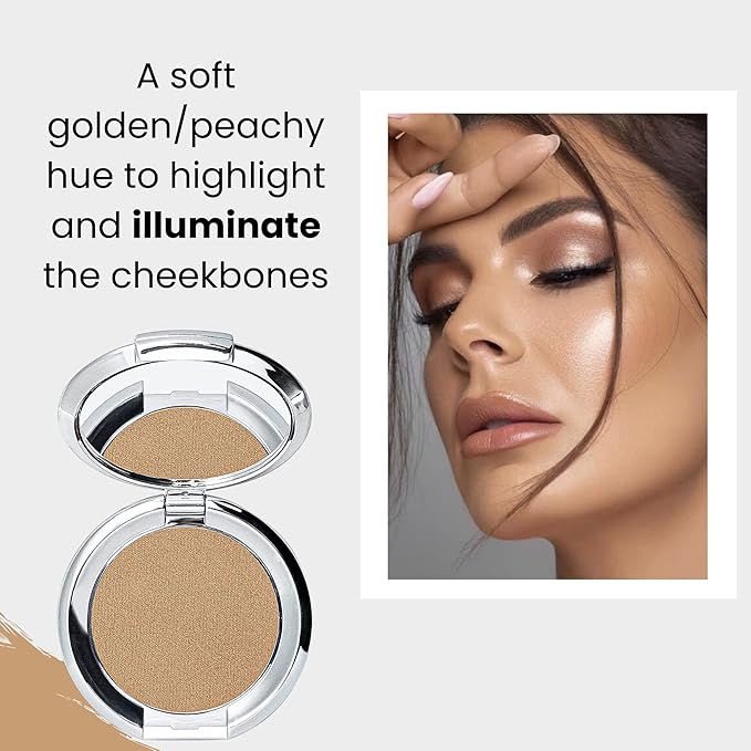 Nude Envie - Powder Highlighter - Velvety Texture & Easy Application - Smooth, Buildable, Shimmer Finish - Infused With Crushed Pearls - Mirror Compact - Vegan, Paraben-Free & Cruelty-Free - Goddess