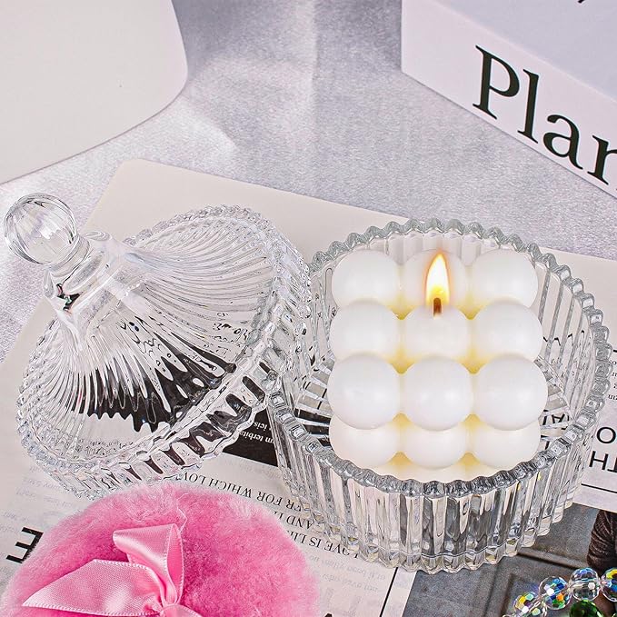 Large Body Powder Puff and Container, Powder Puff Crystal Container, Body Puff Glass Jar, Puff not Including