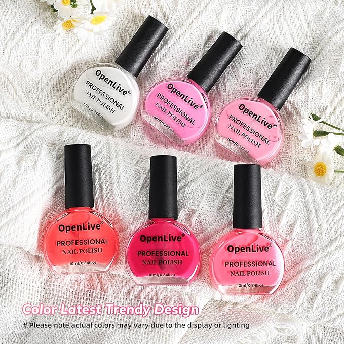 10ml 6 Colors Red Rose Pink Nail Polish Set Romantic Color Series Nail Polish Quick Dry Long Lasting Valentine's Day Gift for Her
