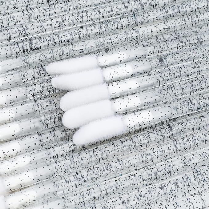 100PCS Glitter Crystal Lip Brush, Disposable Lip Brushes Lip Gloss Applicators Lipstick Gloss Wands Applicator Perfect Makeup Tool Kits (Black)