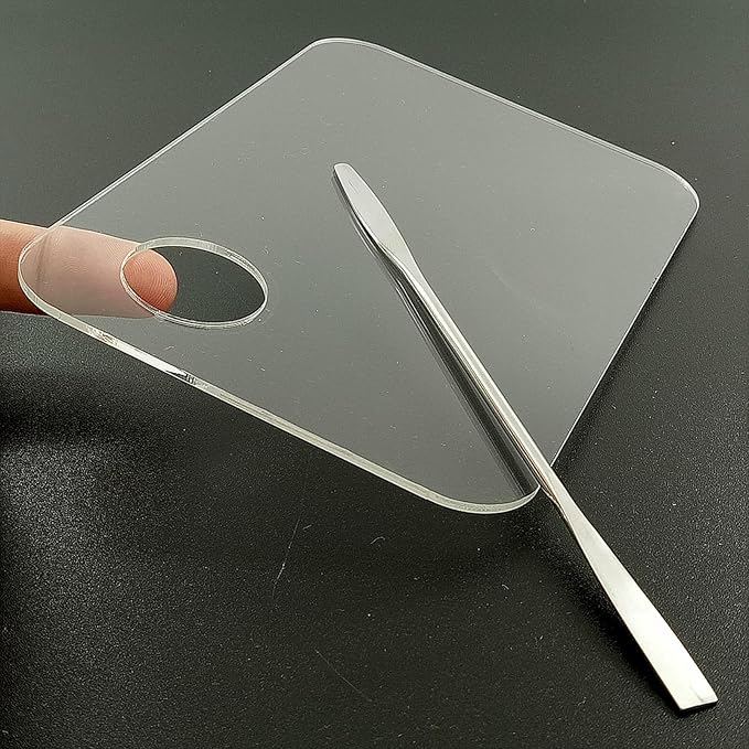 2 Pcs Acrylic Makeup Palette Makeup Mixing Tray with Makeup Spatula for Beauty Salon Color Cream Liquid Foundation Mixing Palette (Round)