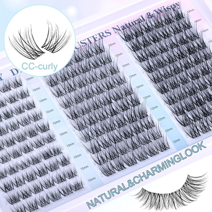 Wispy Lash Clusters Kit Natural Lash Extension Kit DIY Eyelash Extension Kit 10-14MM Individual Lashes Thin Band Eyelash Clusters with Lash Cluster Glue and Tweezers by zanlufly
