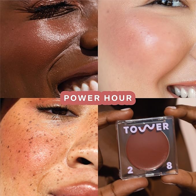 Tower 28 Beauty BeachPlease Cream Blush for Cheeks and Lips - Multi-Purpose Lip and Cheek Tint in Orange Blush - for Sensitive Skin – Color POWER HOUR, Luminous Finish