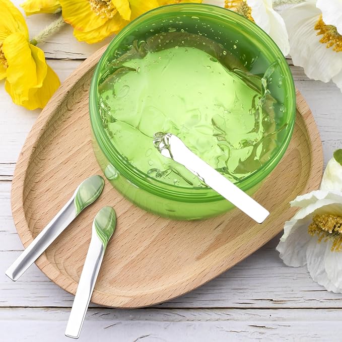 3pcs Mini Metal Makeup Spatula, Silver Reusable Cosmetic Cream Spatulas Spoon, Skincare Scoop Applicator Facial Massage Beauty Tools for Mixing and Sampling Face Eye Cream- 2.73"×0.43"