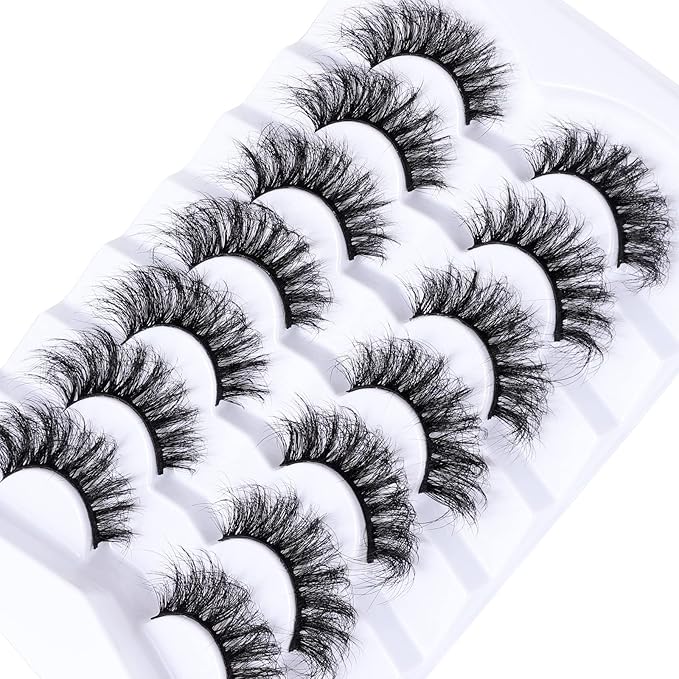 Wispy Fluffy Lashes False Eyelashes Cat Eye Lashes Pestañas Mink Lashes-7 Pair