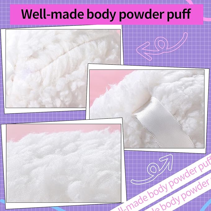 6" Body Powder Puff, Powder Puff for Body Powder and Container, Fluffy Soft Large Powder Puff for Dusting White