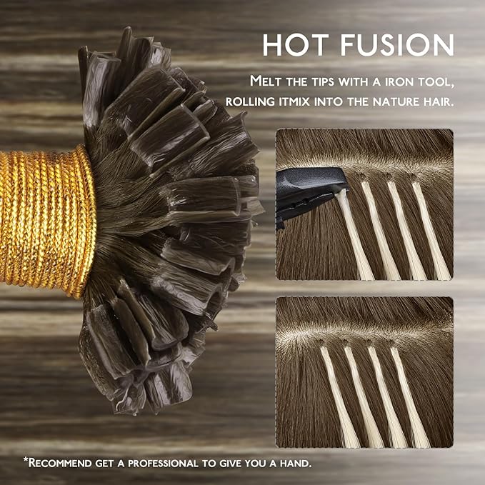 WENNALIFE U Tip Hair Extensions Human Hair, 50g 50s 18 Inch Balayage Chocolate Brown to Caramel Blonde Remy Hair Extensions K Tip Hair Extension Real Human Hair Invisible Straight Keratin Hair