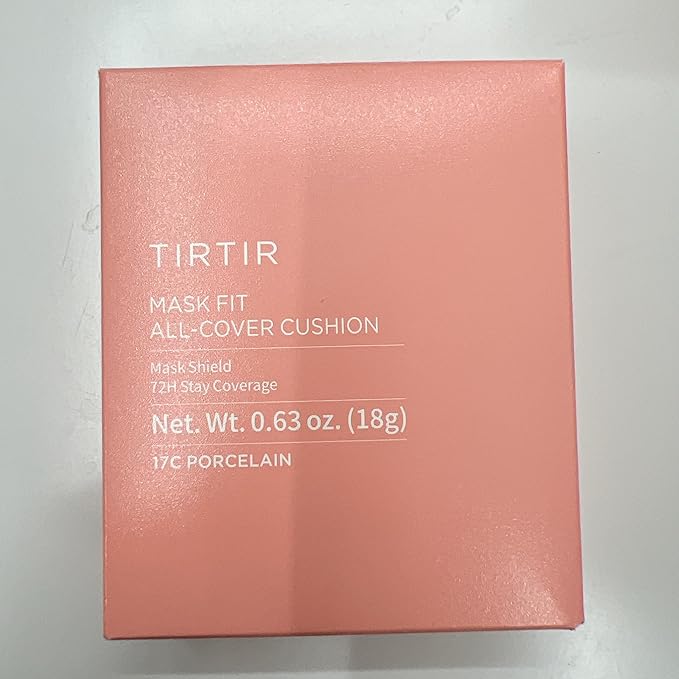 TIRTIR Mask Fit All Cover Pink Cushion Foundation | High coverage, Velvety Matte Finish, Lightweight, Flawless, Corrects Redness, Korean Cushion (#17C Porcelain, Full Size, 0.63 Fl Oz)
