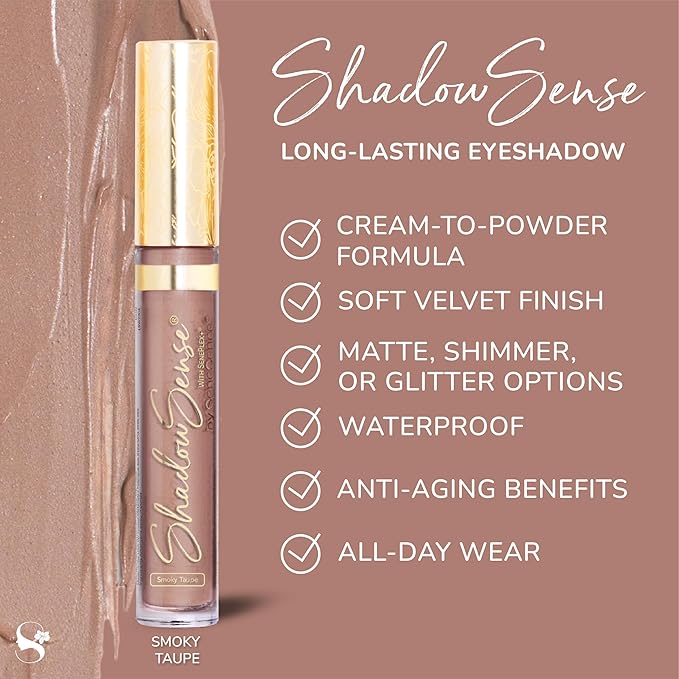ShadowSense EyeShadow, Smoky Taupe, 0.14 Oz, Matte Cream to Powder Eyeshadow, Long-Lasting, Anti-Aging, Waterproof, Smudge-Proof Formula for Flawless All-Day Wear