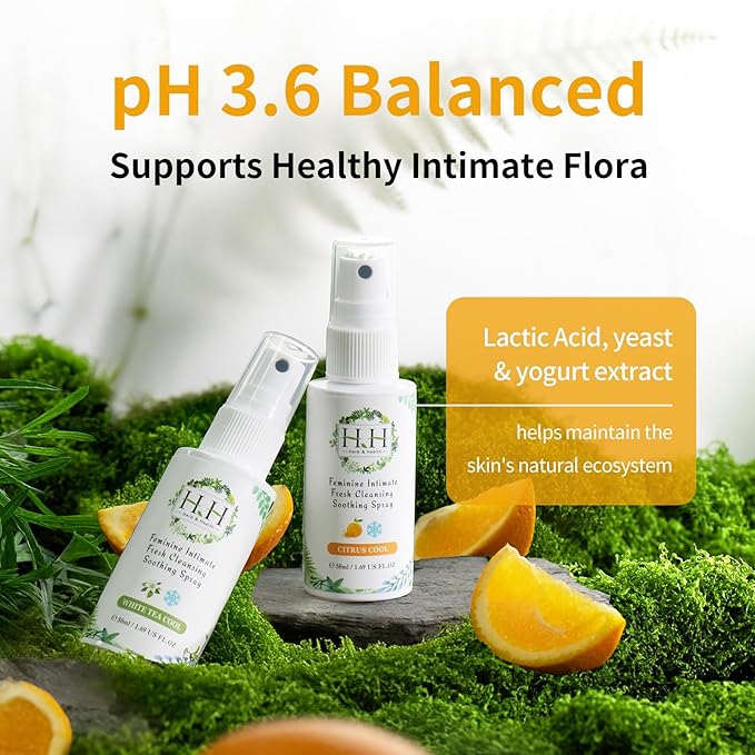 HH Herb&Health Feminine Deodorant Spray - Natural Essential Oil Intimate Soothing Mist - Blackcurrant