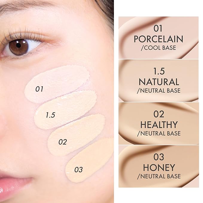 Amuse SEOUL Ceramic Skin Perfector Cushion Foundation | Long-lasting, Lightweight, Semi-matte, Flawless Coverage, Hypoallergenic, Vegan, Korean Beauty (15g / 0.52oz.) (03 HONEY)