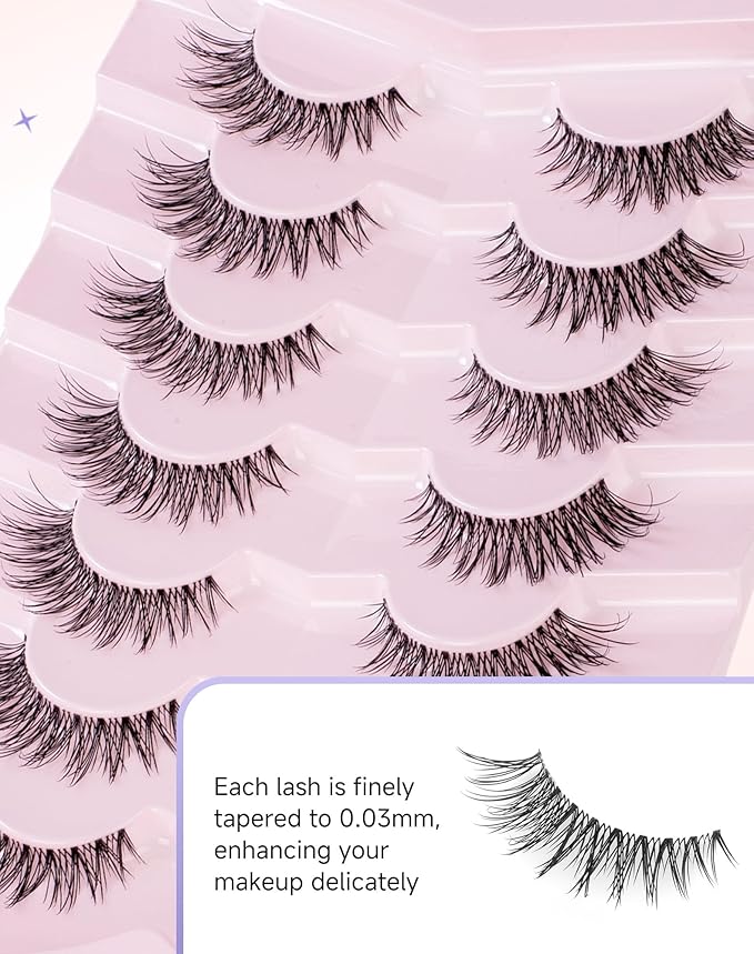 Wispy Natural Lashes Flared False Eyelashes Fluffy Fake Lashes Flared-06