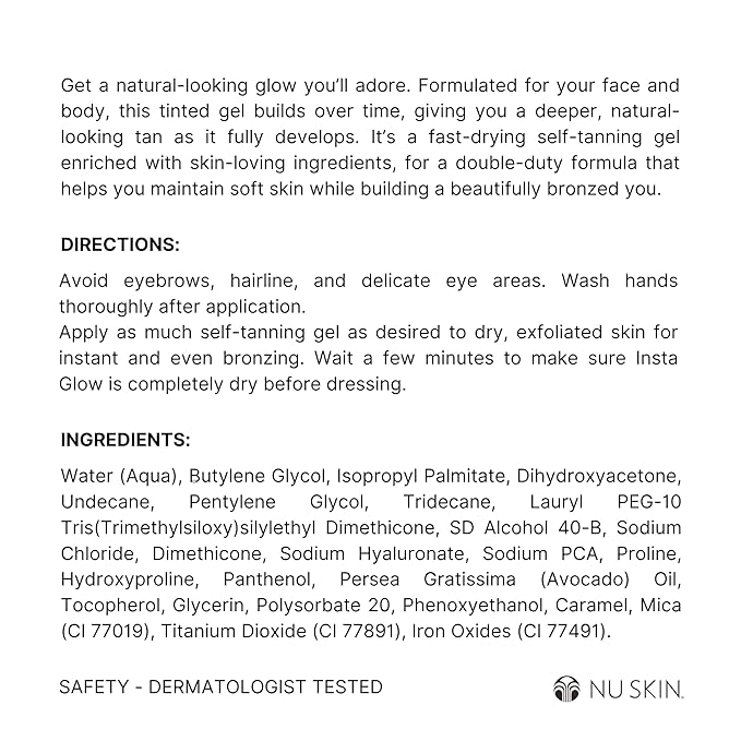 Nu Skin Sunright Insta Glow Self Tanner Gel | 4.2 oz | Summer Tan | Face & Body Bronzer | Beauty & Skin Care | Vitamin E & Avocado Oil & Amino Acids