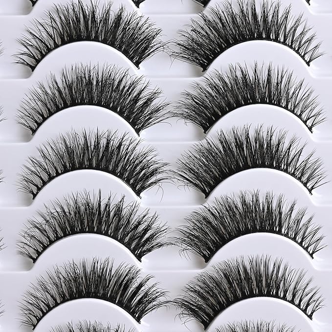 Wispy Eyelashes Natural Cat Eye Lashes Short Mink Lash Strips Fluffy Fake Cateye Eyelash 14 Pairs False Volume Eye Lash Pack Natural Look