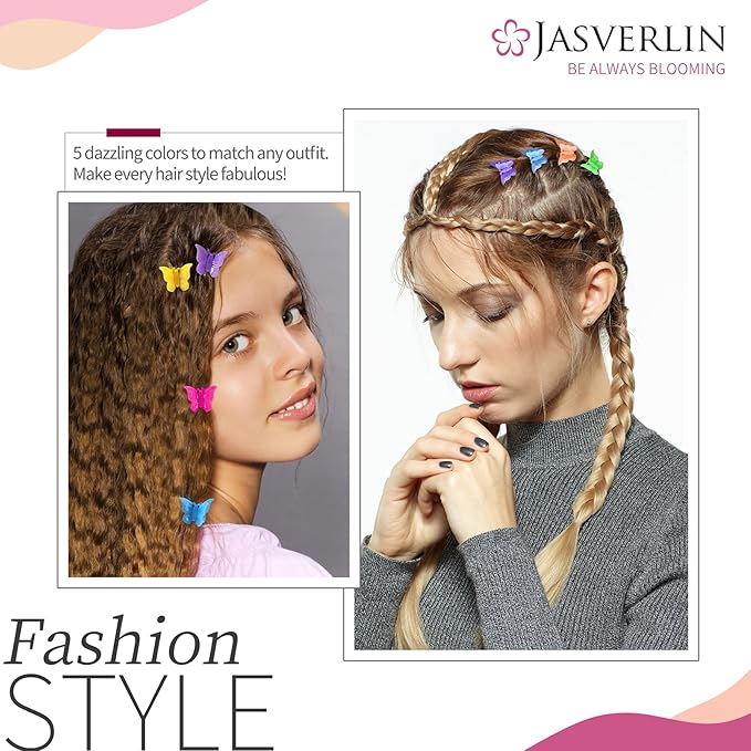 50 Pcs Butterfly Clips for Hair, Cute 90s Y2K Butterflies Mini Hair Claws Clips for Girls Hair Accessories Small, Colorful Pastel 10 Colors, 5 of each color (Vivid Spectrum)