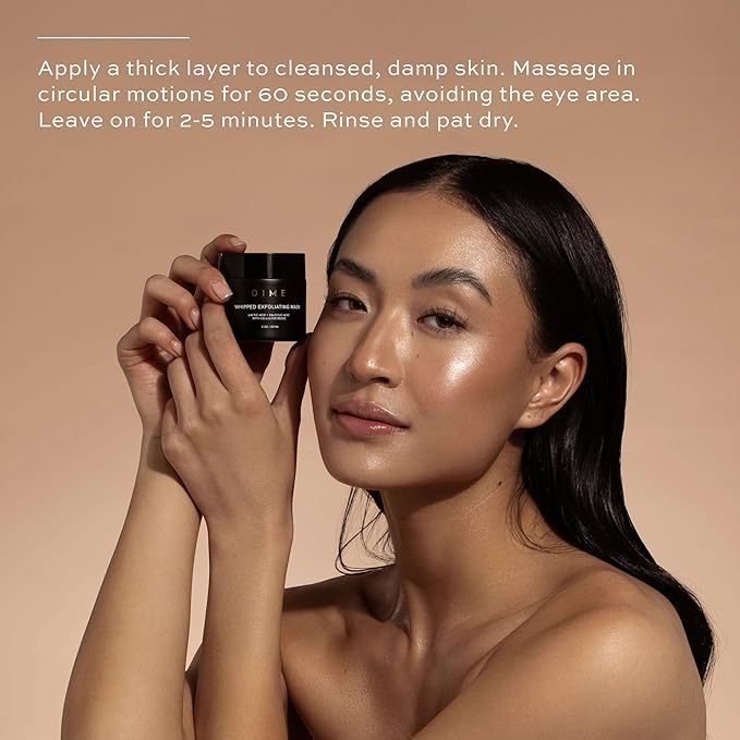 DIME Beauty Whipped Exfoliating Mask, Face Scrub and Cleanser, Lactic Acid and Salicylic Acid Scrub, 2 oz / 60 ml